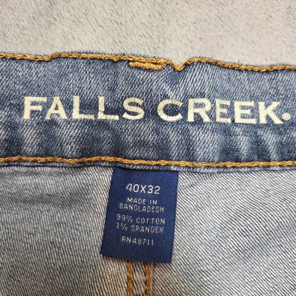 Falls Creek Jeans Mens 40x32 Blue Light Wash Straight Relaxed Denim Pockets - Picture 3 of 9